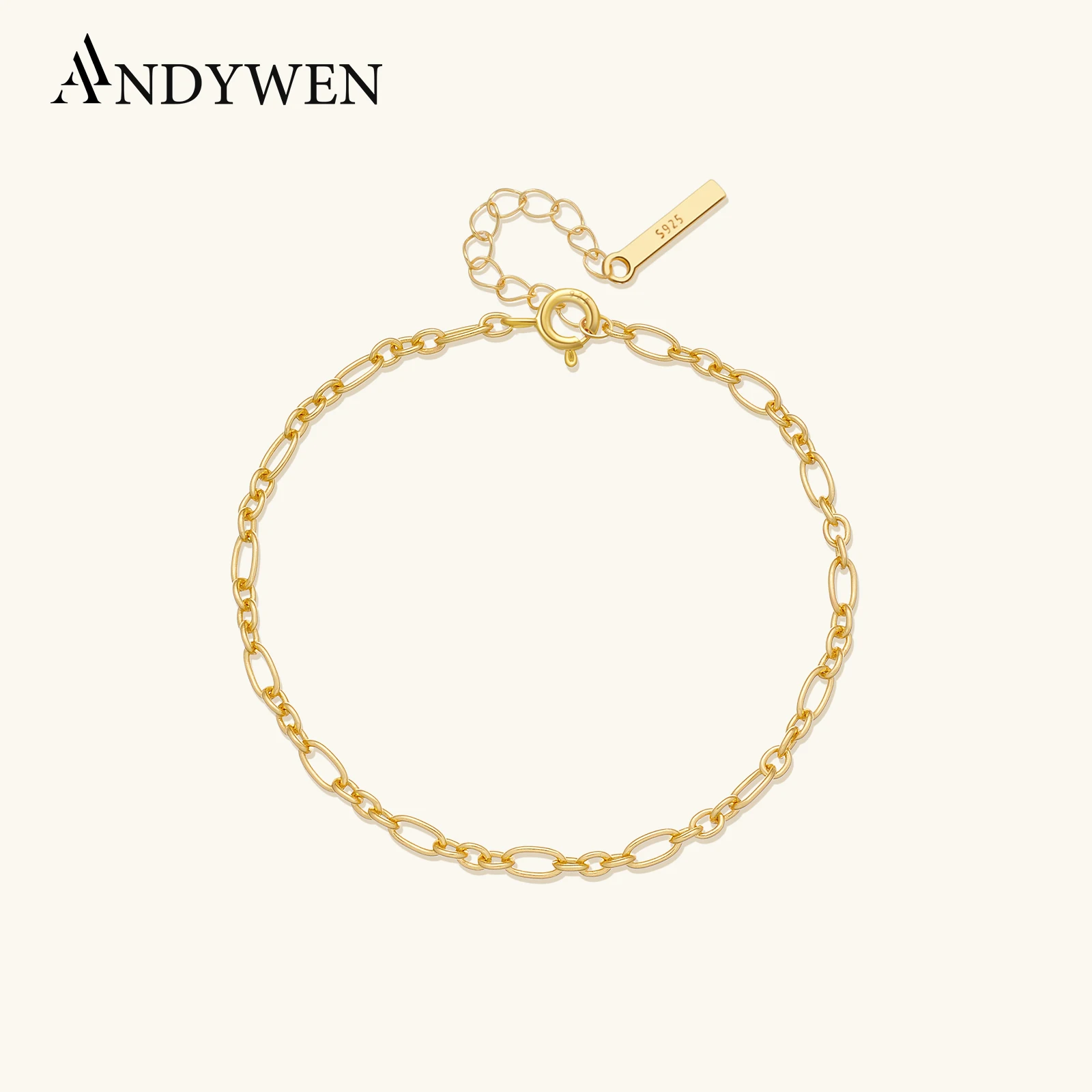 

ANDYWEN 925 Sterling Silver Figaro Chain Bracelet 2026 New Trendy Luxury Delicate Women Casual Party Birthday Jewelry Gift