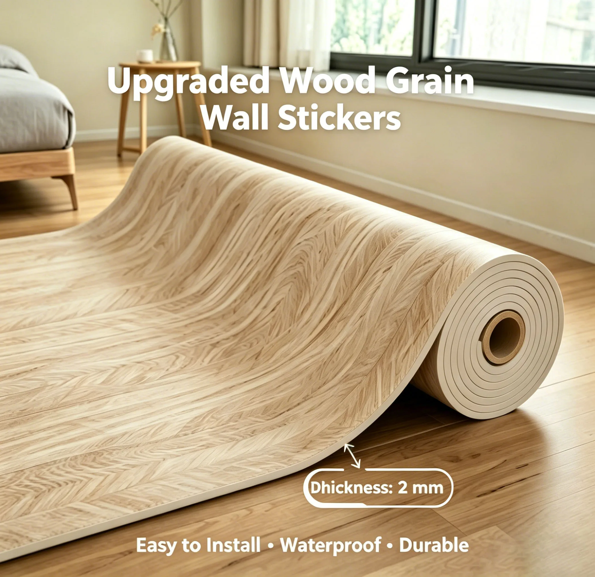 

3m Waterproof Wood Grain Self Adhesive PET Wall Sticker Furniture Renovation Wallpaper for Bedroom Living Room Home Decor
