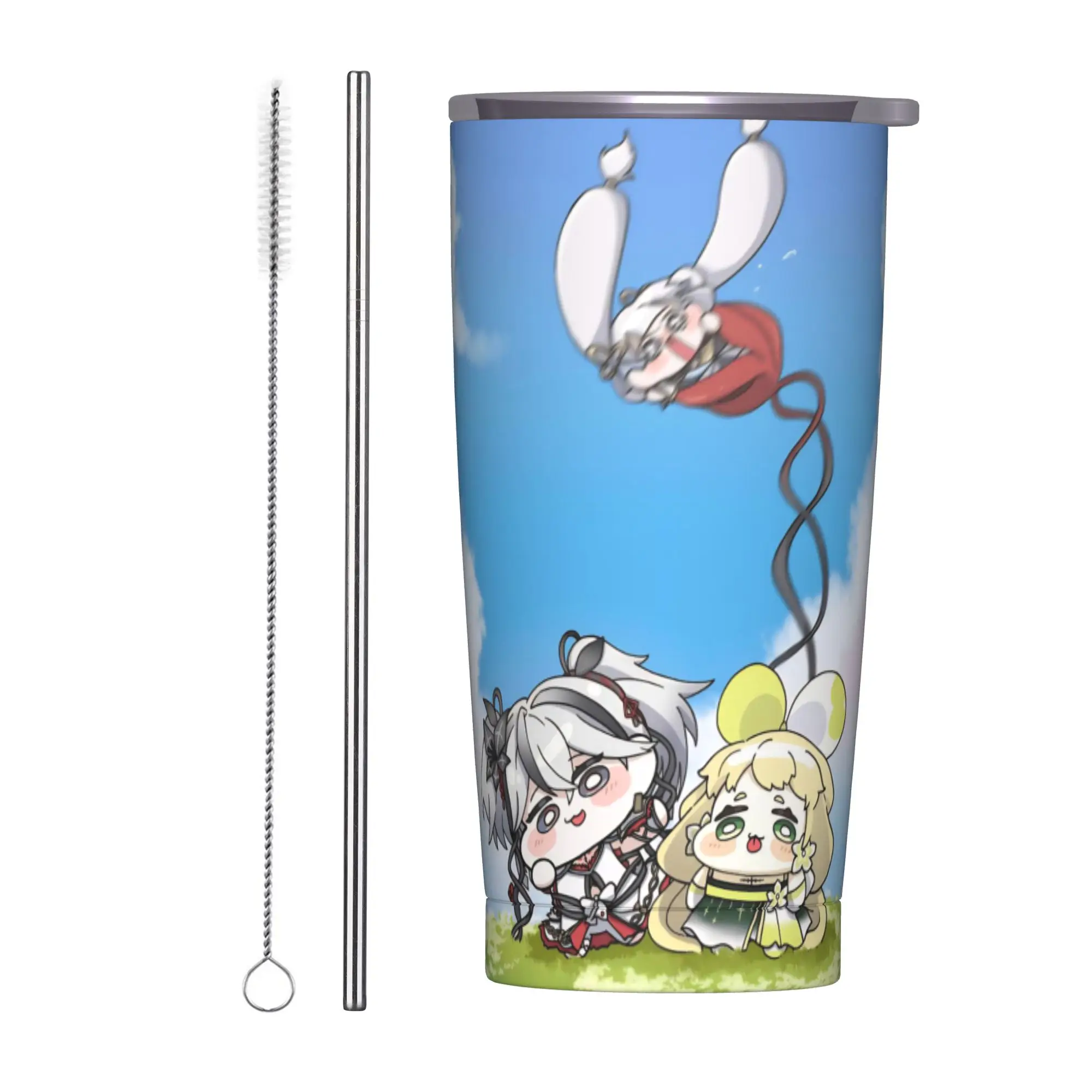 Trickcal C-Chibi Go Games Tumbler Vacuum Insulated  Coffee Cups Vacuum Flask Office Home Mugs Water Bottle 20oz