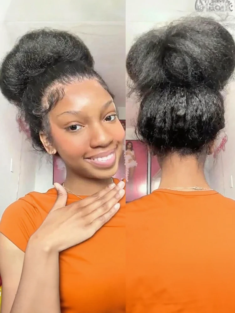 

250% 360 HD Full Lace Wigs Human Hair Kinky Straight Brazilian Yaki Straight 13x6 HD Lace Frontal Wig Glueless Wigs Preplucked