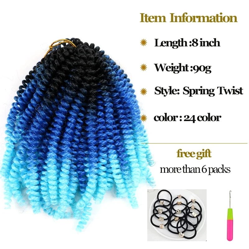 Ombre Spring Twist Hair z syntetycznego włókna puszysta bomba Twist włosy czarny brązowy fioletowy szydełkowe warkocze fryzura kobiet