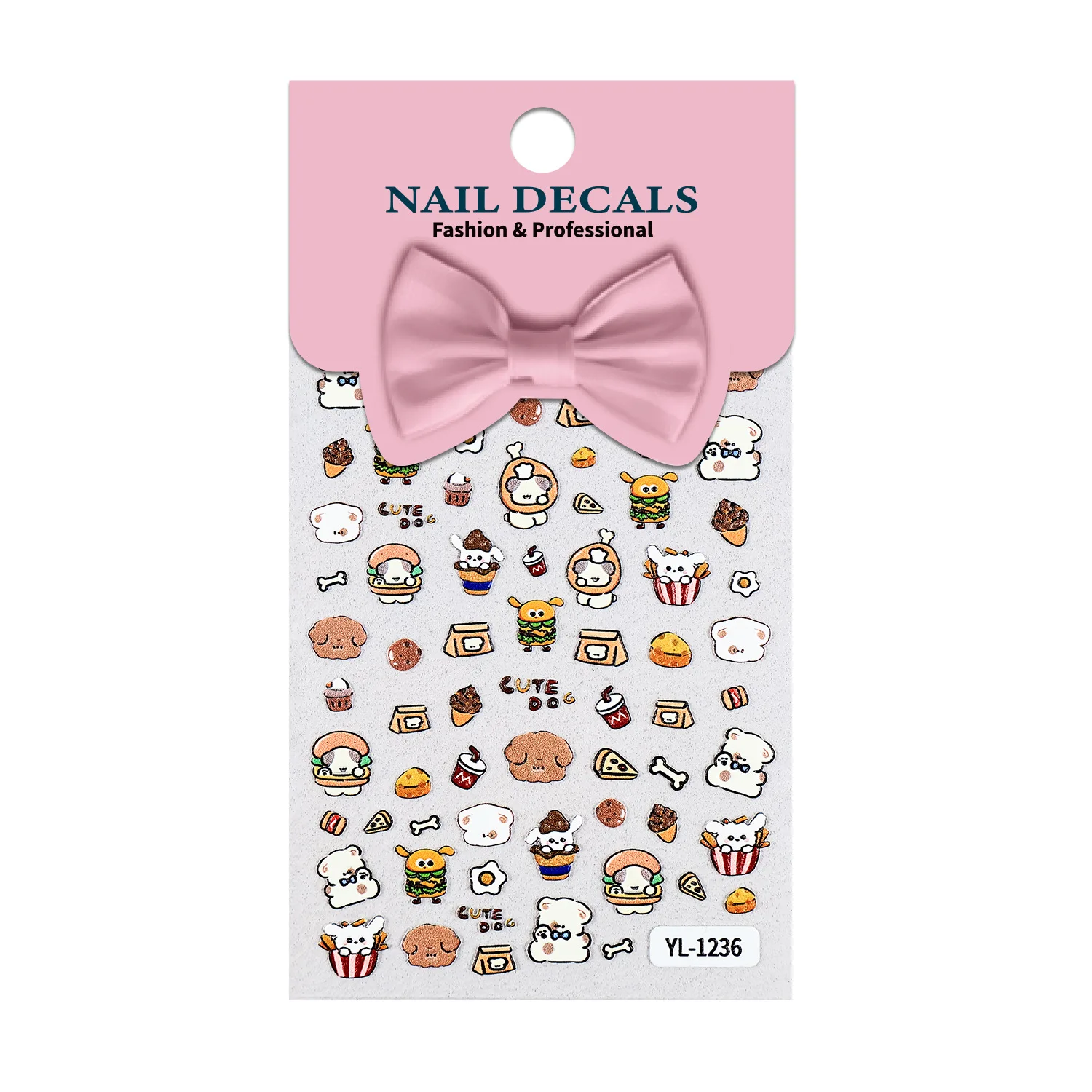 1 Set 5D Embossed Cute Animal Nail Stickers Cartoon Puppy Kids Self Adhesive DIY Manicure Nail Art Decor Ornaments view 5