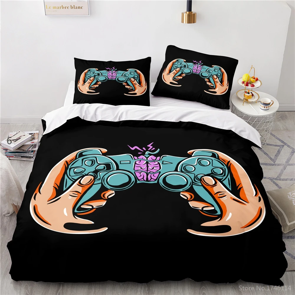 3D Print Creative Black Duvet Cover Set Gamepad Video Game Controller Comforter Cover & Pillowcase Queen King Size Bedding Set