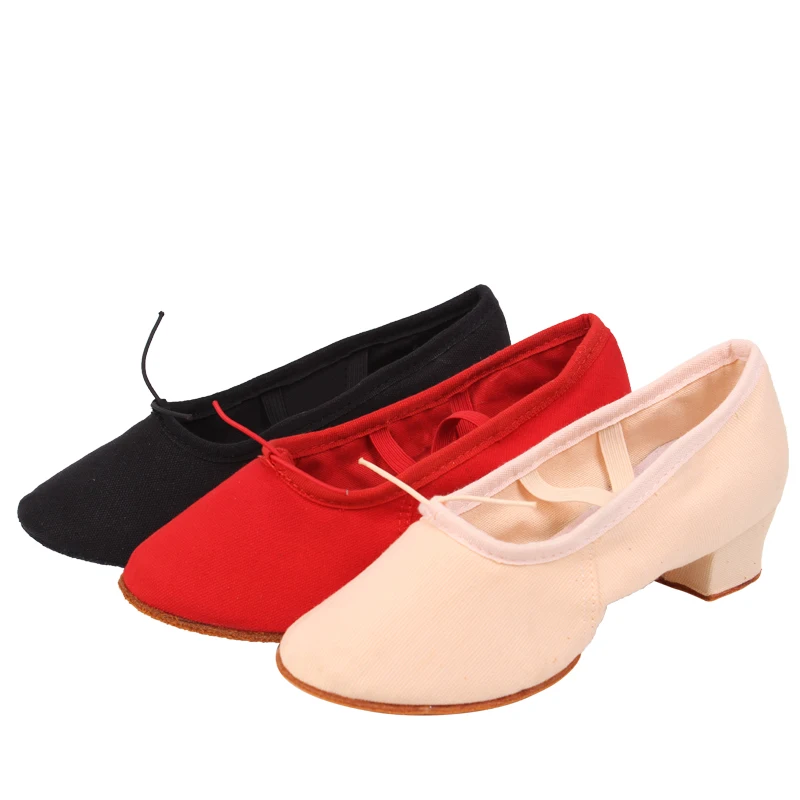 Women's indoor dance shoes with soft soles Teachers's Shoes Ballet Shoes With Heels Adult Black Oversized dance shoes Teacher T