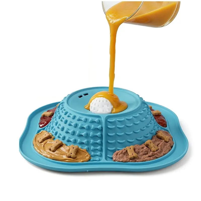 B97A-For Dogs And Cats Compatible For Dogs Bowls Slow Feeder With Anti-Slip Rolling Ball 5/6 Cup Licking For Liquid Thick Tr