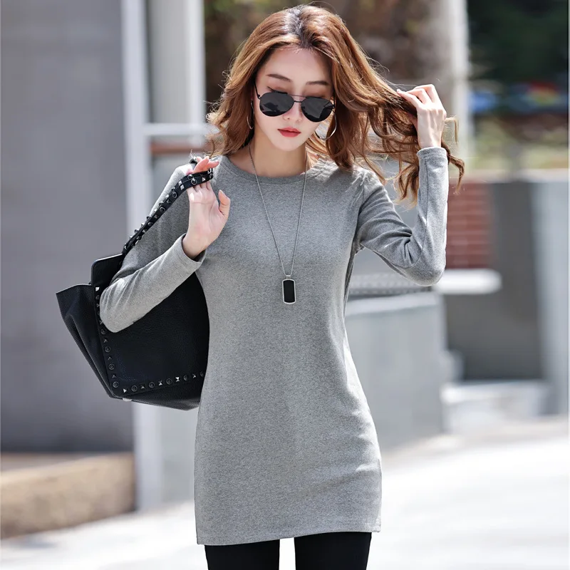 Winter Velvet Warm T Shirt Women Thick Fleece Ropa De Mujer Casual Tees Long Sleeve O-neck Pullover Tshirts Long Tunic Tops