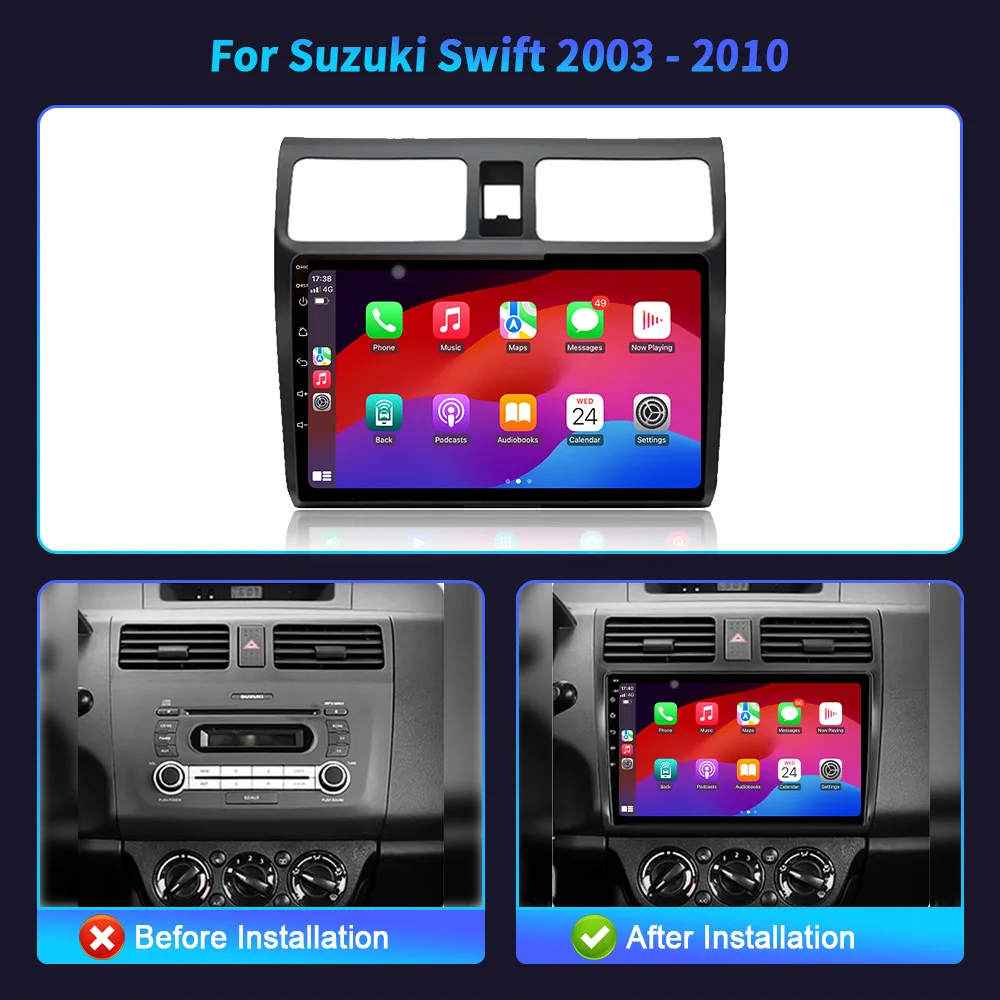 Android 14 Voor Suzuki Swift 2003 - 2010 Autoradio Multimedia Navigatie Draadloze Carplay Stereo Head Unit Wifi 2din