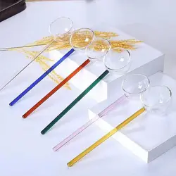Stained Glass Colorful Home Kitchen High Temperature Resistant Stirring Spoons Coffee Scoops Long Handle Glass Spoon