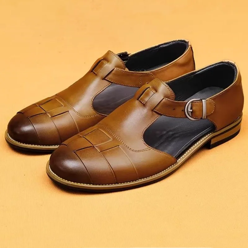 Sandals for Men Brand Casual Shoes Outdoor Fashion Men's Slippers Comfortable Beach Shoes High Quality Leather Men Roman Sandals