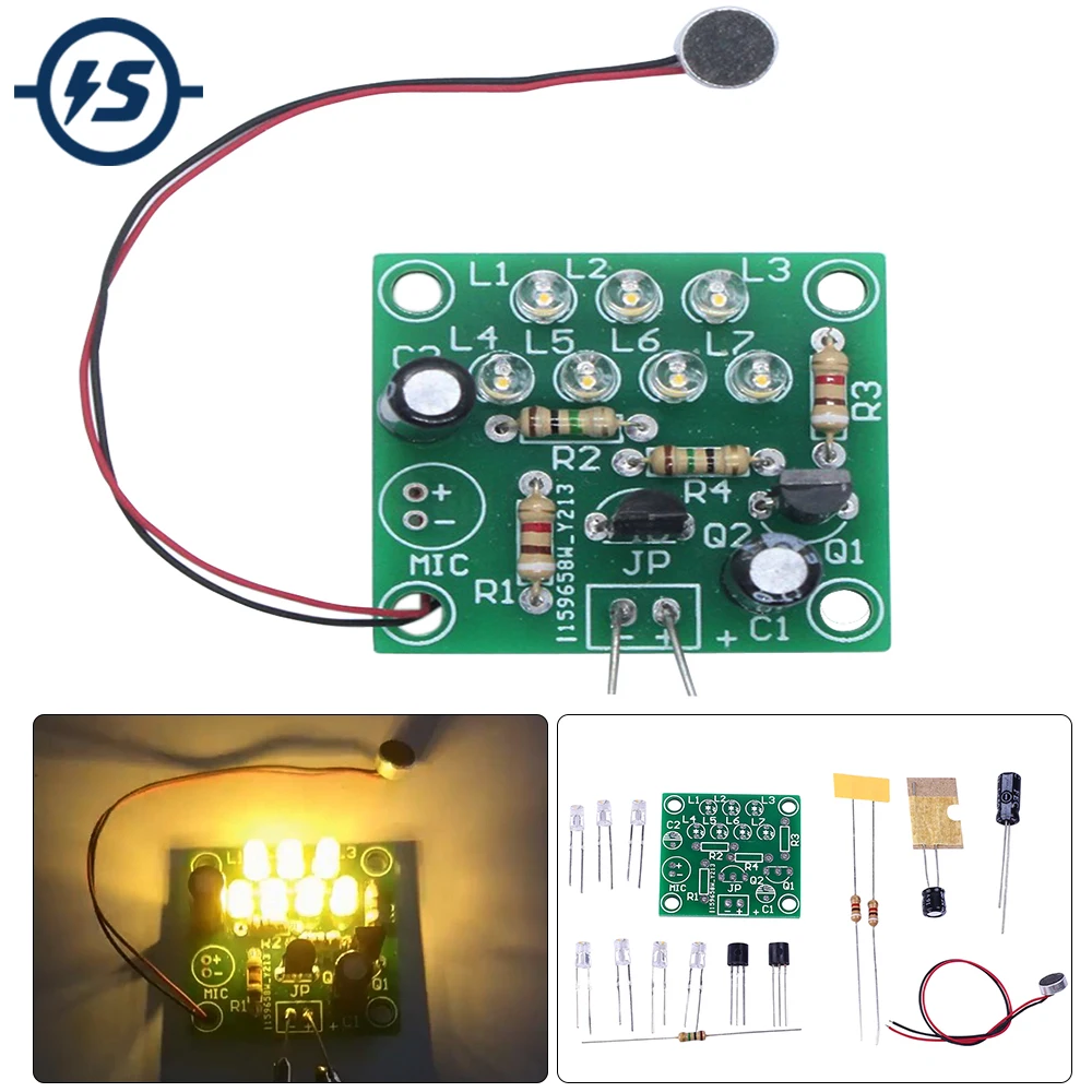 Światło rytmiczne LED Zestaw do samodzielnego montażu Sterowanie dźwiękiem Muzyka LED Migające światło melodii Zestaw elementów elektronicznych Praktyka spawania