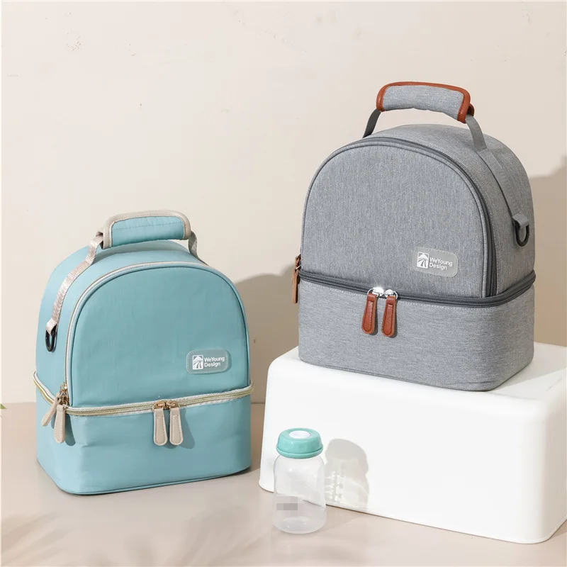 Cooler Milk Storage For Mother Double Layer Baby Food Handbag Moistureproof Backpack High Capacity Picnic Bento Box Delivery Bag