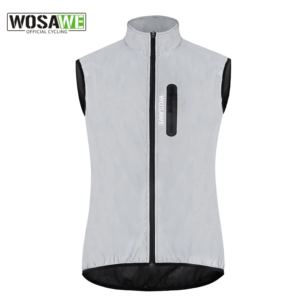 WOSAWE Men Cycling Full Reflective Vest Windbreaker Waterproof Jacket Spring Autumn Windproof Bike Bicycle  Vest Night Glowing