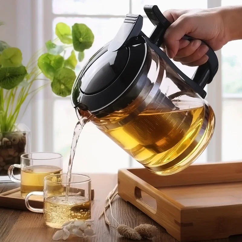 1500ml Large Capacity Heat Resistant Glass Tea Pot With Stainless Steel Infuser For Flower Puer Tea Set Kettle Coffee Teapot