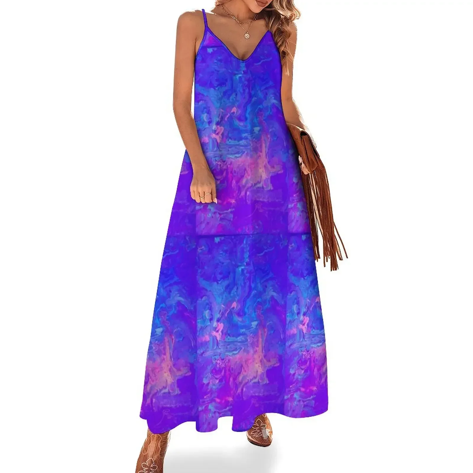 

Blacklight fluid painting Sleeveless Dress summer dress korean women women's dresses luxury Dress