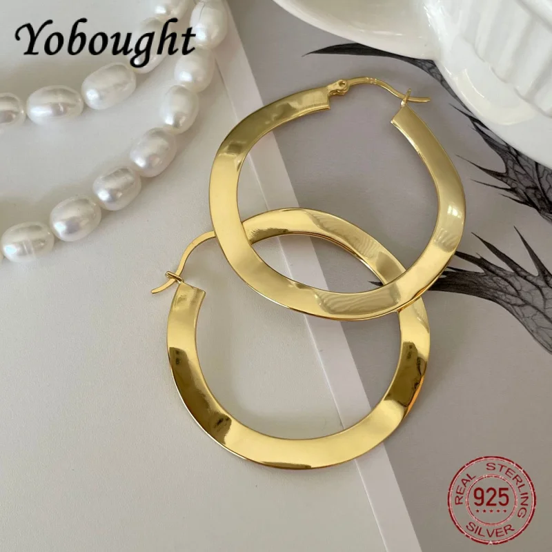 

Модные серьги-кольца из стерлингового серебра 925 пробы с преувеличенной индивидуальностью, 40 мм, женские оригинальные минималистичные большие круглые серьги