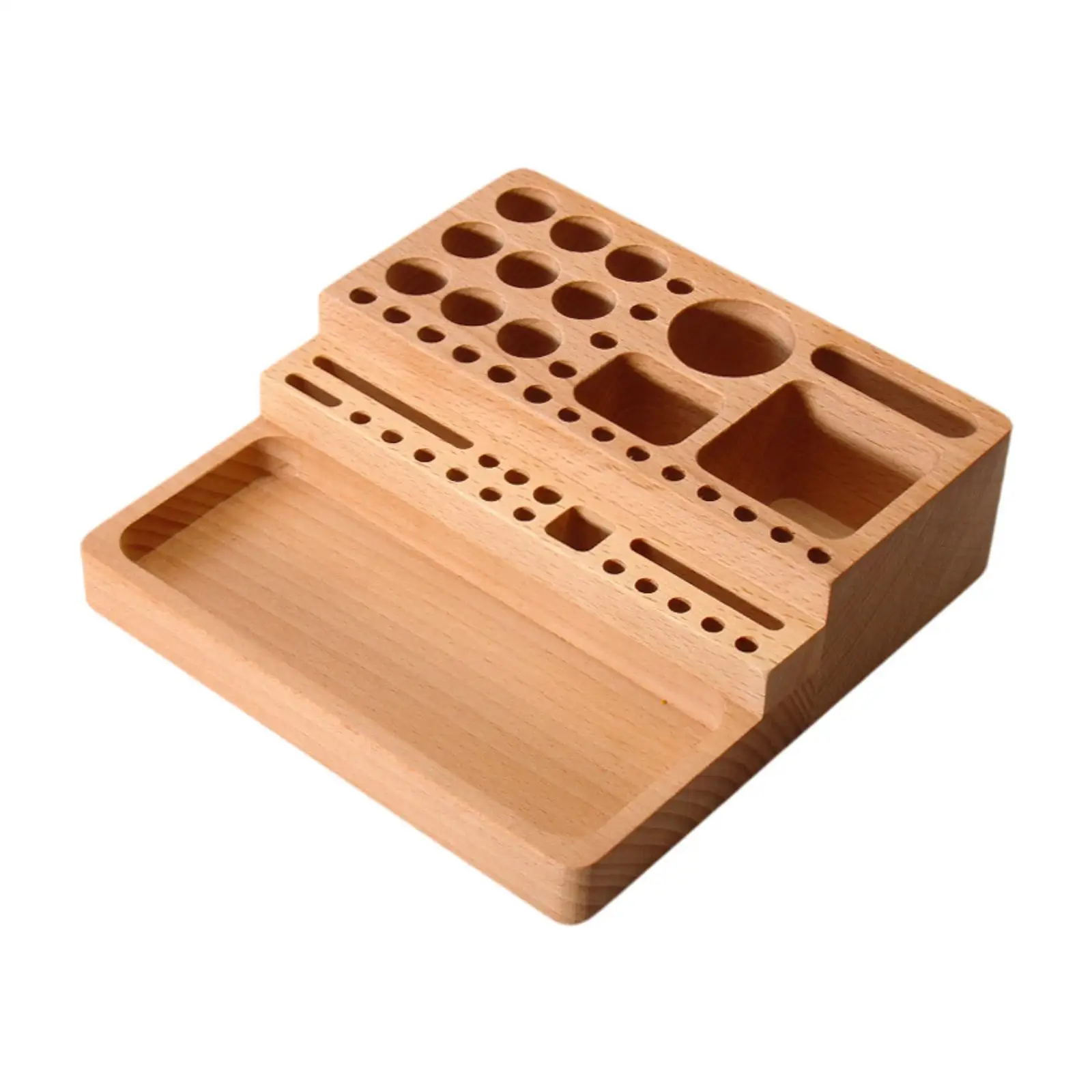 Desk Organizer Office Accessories Creative Wood with Slots Holes Storage Box