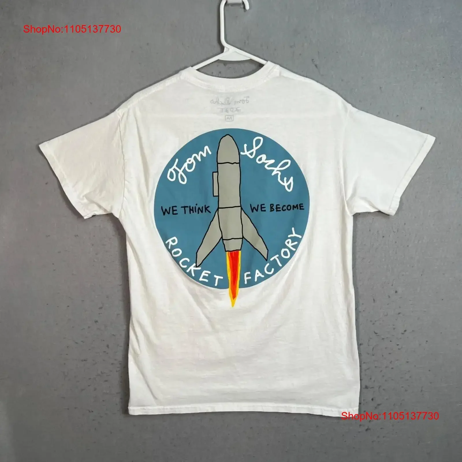 Tom Sachs Rocket Factory Art Camiseta de algodão branco adulto médio masculino vintage lavado top para uso diário versátil