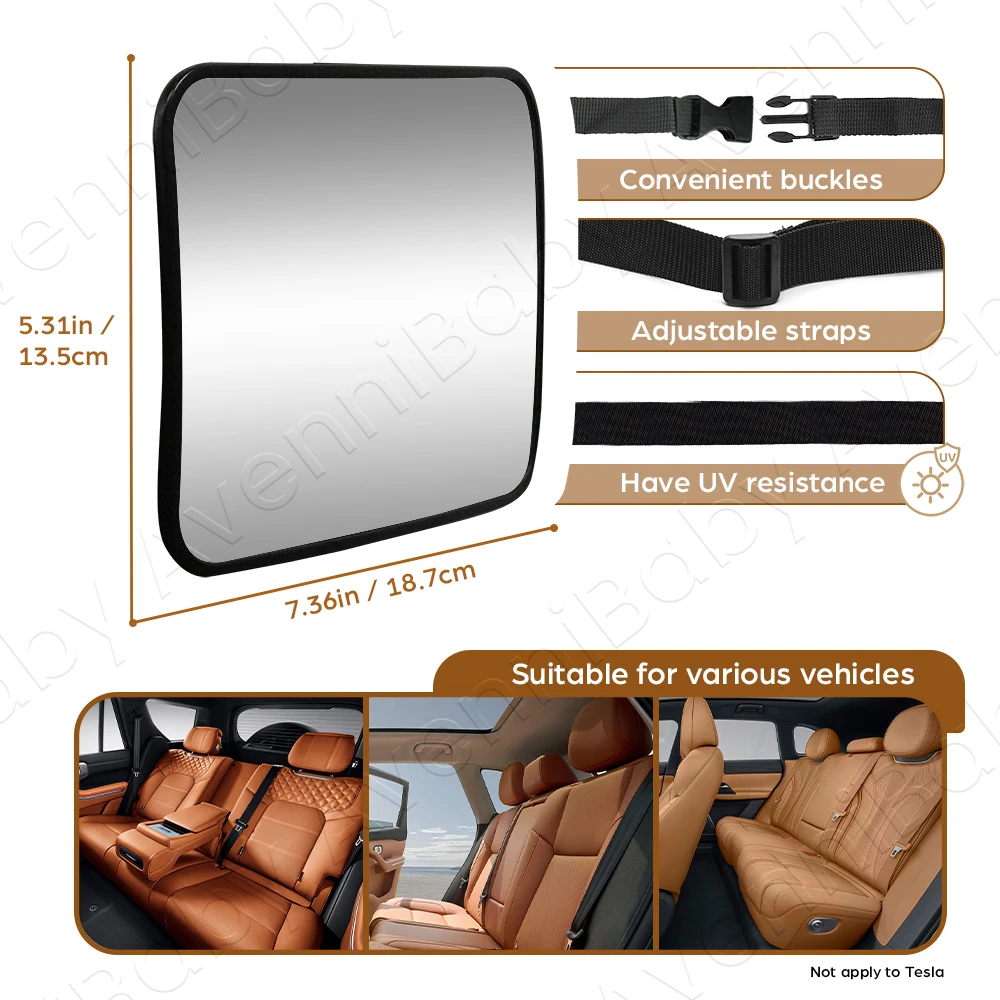 1 قطعة مرآة سيارة للأطفال مقاومة للكسر، مرآة الرؤية الخلفية لمقعد السيارة، سهلة التركيب، مناسبة عالمية