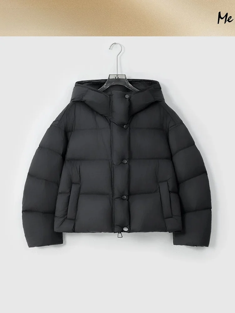 

Hooded Du down Jaet Soft Faux Pumpkin Design Warmth Retention White Goose Feather Puffer Coat Casual Sle Thiened Wint...