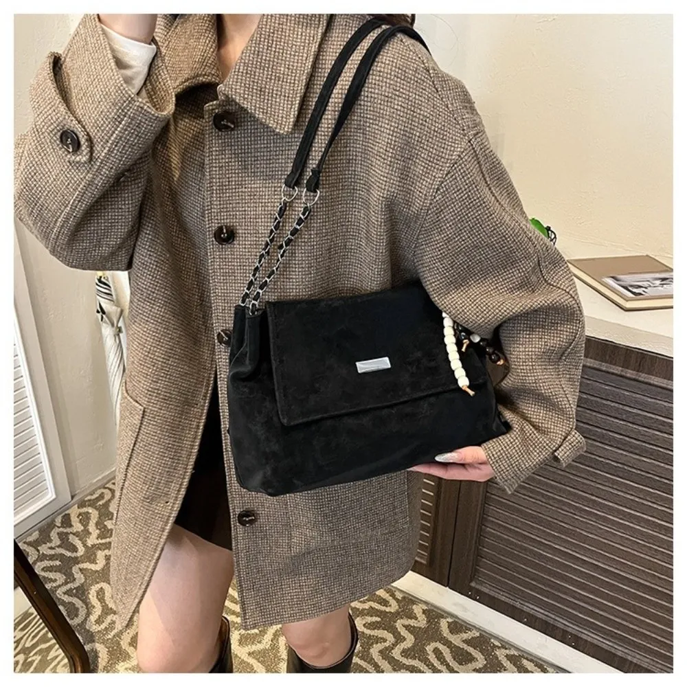 Retro-Ketten-Umhängetasche aus Leder mit großem Fassungsvermögen, Crossbody-Tasche für Damen, Handtasche für Reisen – Detail 10