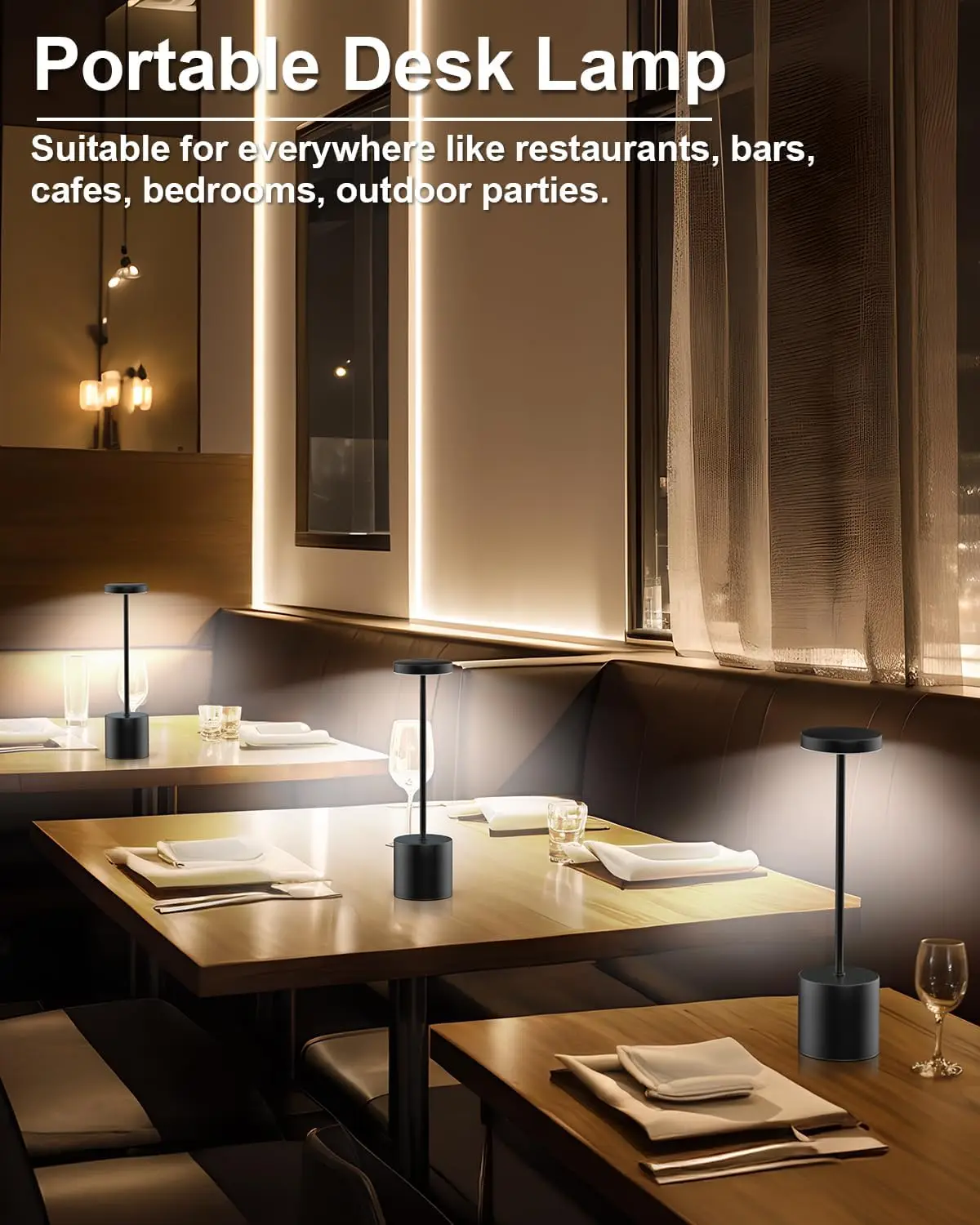 Cordless table lamp Rechargeable, portable LED table lamp,5000 mAh battery powered wireless table lamp - 3 color dimmable lighti