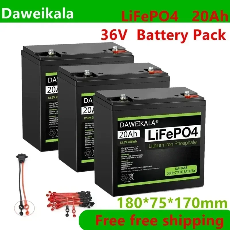 

36V battery pack 20Ah lifepo4 battery Real capacity for electric bicycle ebike battery 36v electric scooter 12V 3S1P