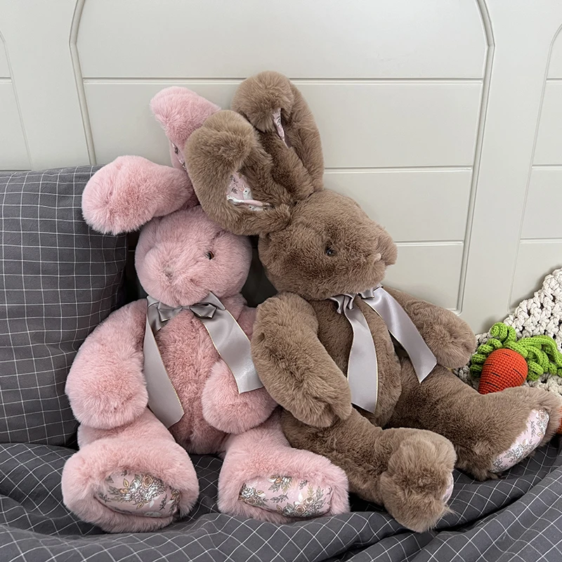 Long Ears Rabbit Plush Animals Toys Stuffed Bunny Bow Knot Soft Doll Baby Kids Accompany Sleep Toys for kids Birthday gifts