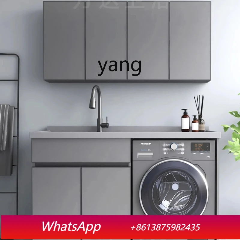 LH Space Aluminum Balcony Washing Machine Cabinet Combination Roller Laundry Sink Pool Table with Rubbing Board