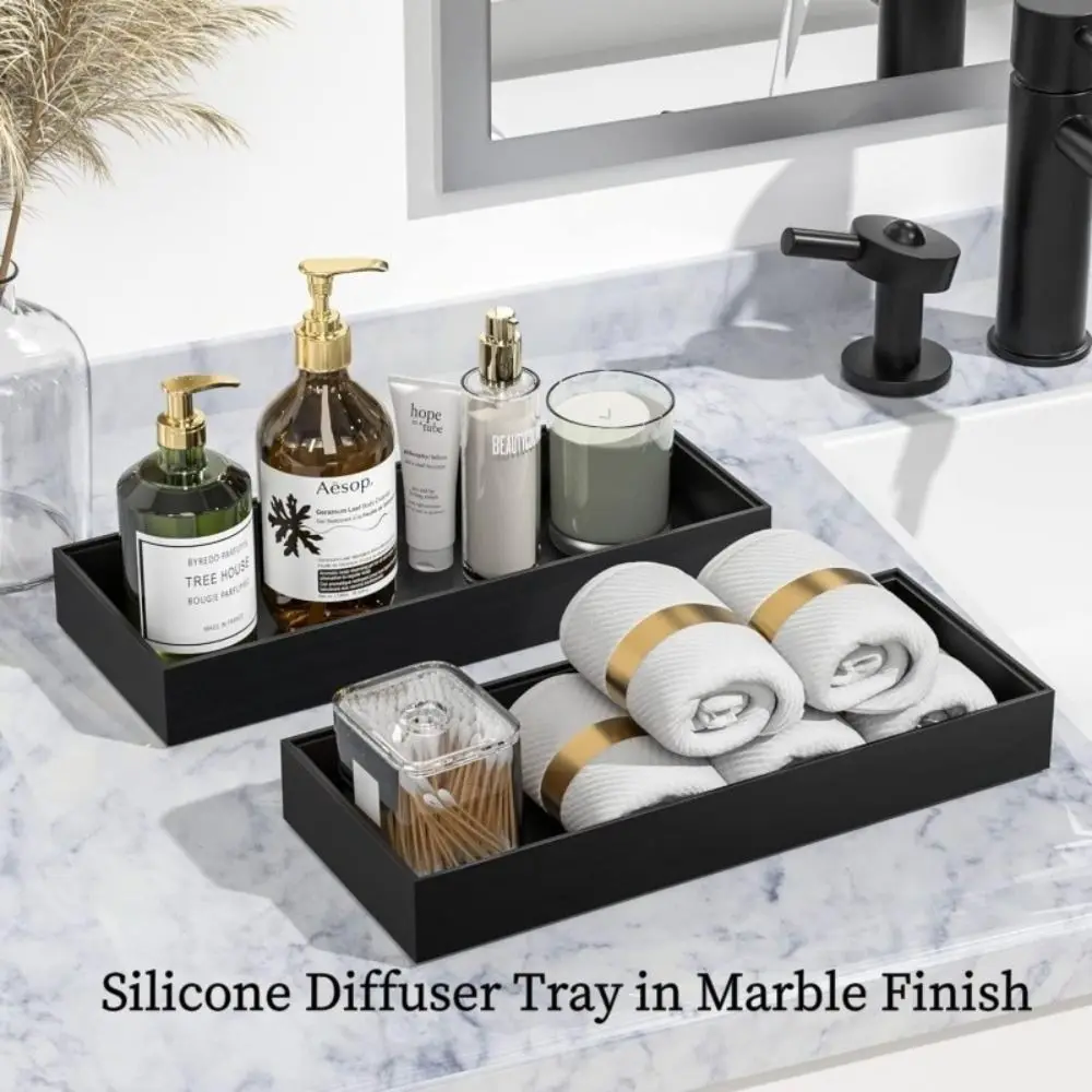 

Thickened Bathroom Counter Tray Rectangular Lightweight Silicone Storage Tray Shatterproof Bathroom Vanity Organizer