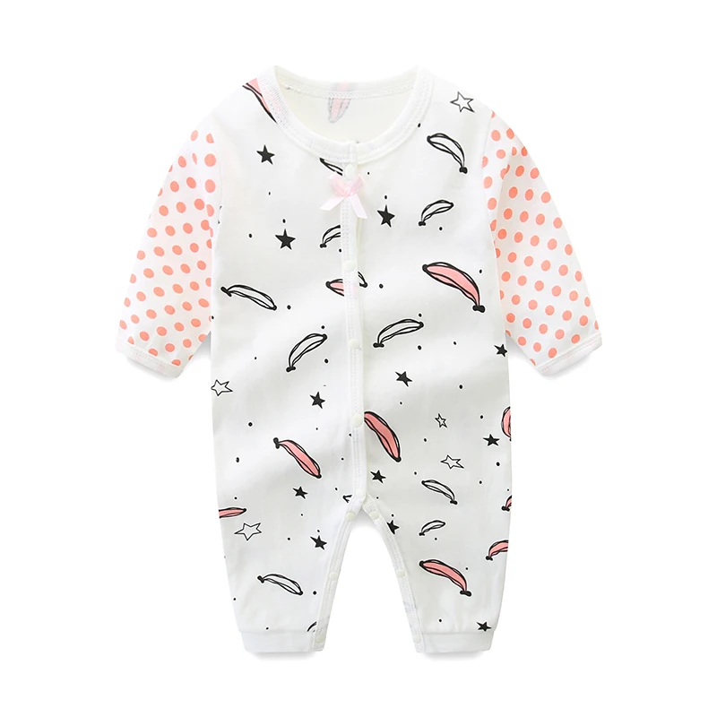 

Baby Spring and Summer Thin Pure Cotton Robe Full Moon Baby Girl Jumpsuit Long-Sleeved 100-Day Clothes Newborn Crawling Suit