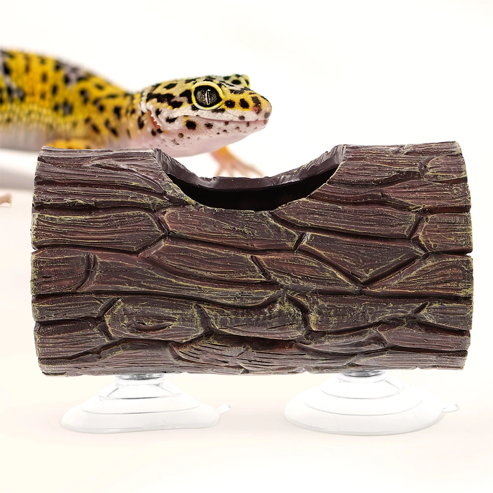 

Lizard Decorative Ornament Resin Hideout Tree Trunk Design Betta Gecko Shelter Suction Cup Terrarium Habitat Aquarium Reptile