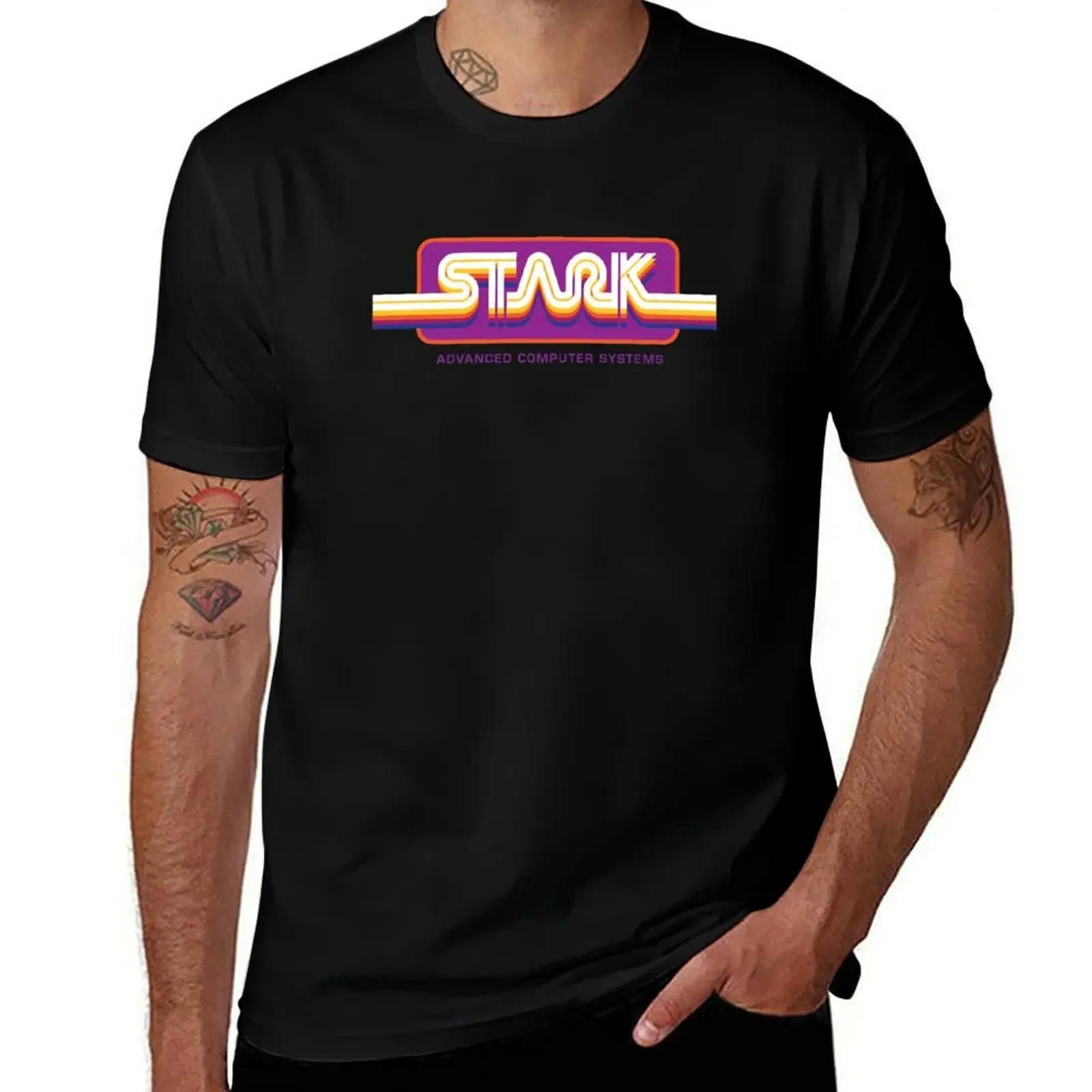 1980s Stark Technologies computer graphics T-Shirt summer top customs oversized mens designer clothes