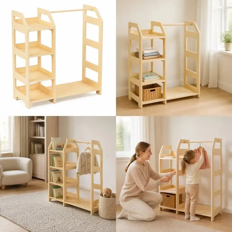 Modern Wooden Bookshelf Wardrobe Storage Rack Birch Bookcase Display Shelf Bedside Table