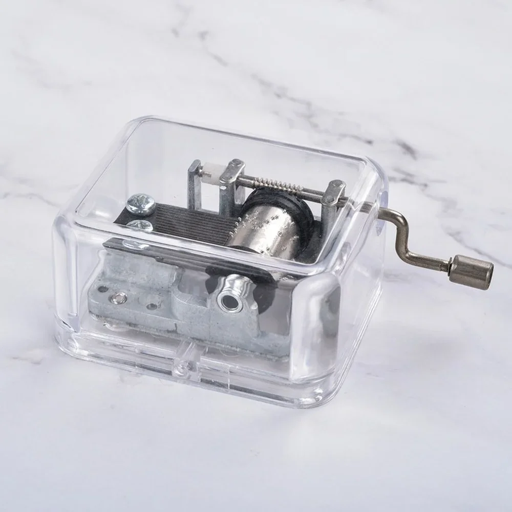 Music Box Hand Operated Acrylic Creative Crafts Ornaments Hand Movement Birthday Gifts Women Boyfriend Music Home Decoration