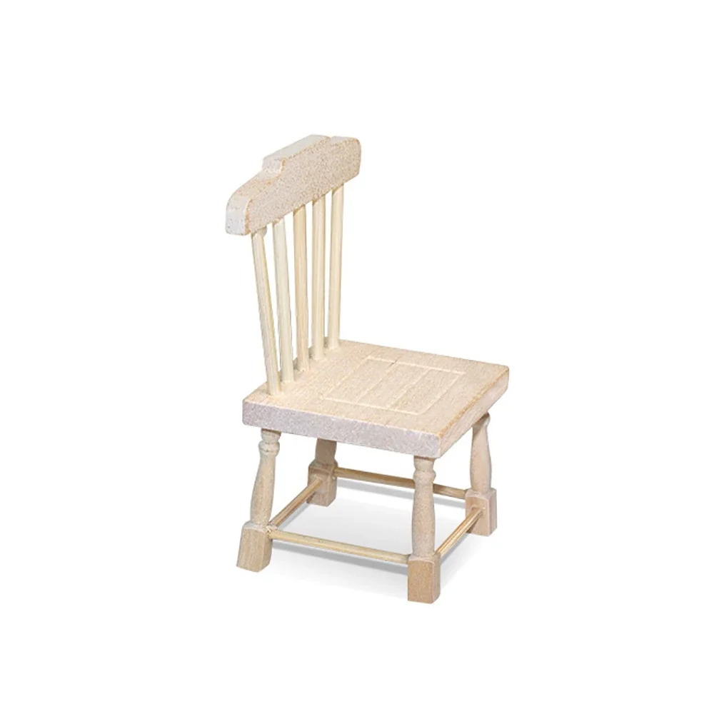 1/12 Dollhouse Miniature Accessories Mini Wooden Chair Model Simulation Stool Furniture Toys for Doll House Decoration