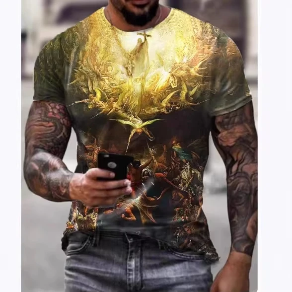 

Men's Retro Crew Neck Short-sleeved T-shirt, Versatile Casual Men's T-shirt
