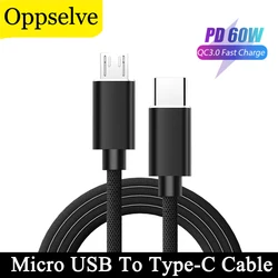 Micro USB To USB Type C Data Cable For Huawei Samsung Xiaomi Galaxy S21 S20 Macbook TPC Quick Charging Wire Phone Charger Cord