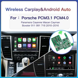 Carplay Android Auto sans fil pour Porsche, navigation automobile, broderie Panamera, Cayman, Macan, Boxster, PCM3.1, PCM4.0, 911, 991, 718