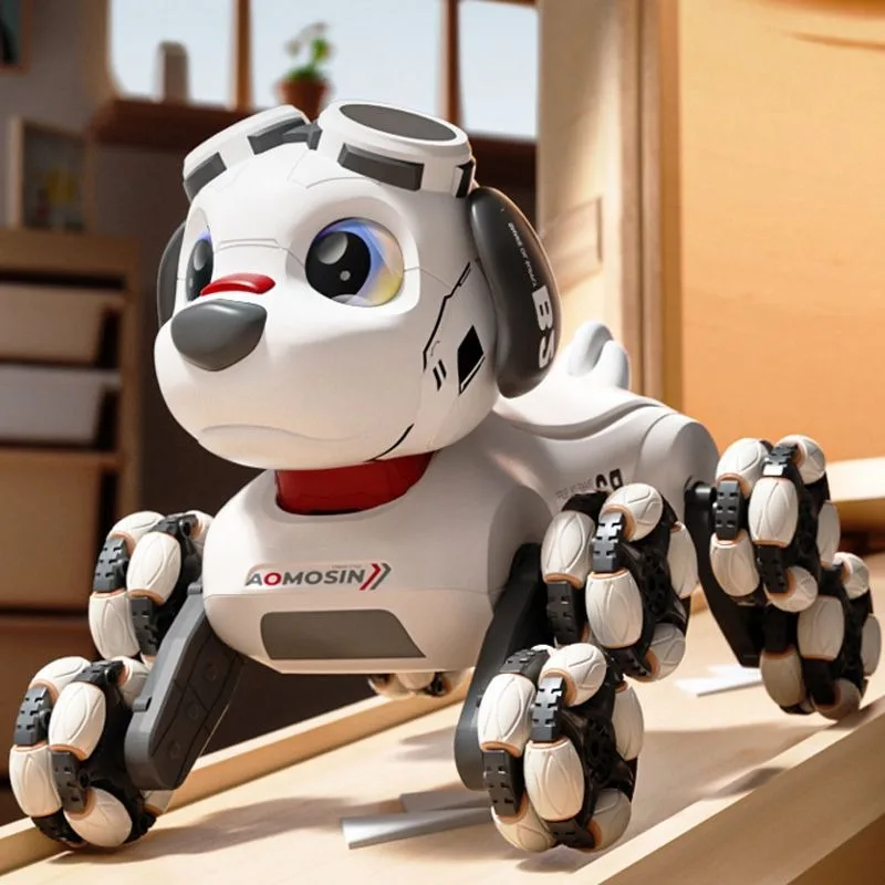 หุ่นยนต์สุนัขอัจฉริยะควบคุมระยะไกล 8 ล้อ ของเล่นสัตว์เลี้ยงผาดโผน ของเล่นเด็ก หุ่นยนต์สุนัข มอบของขวัญให้เด็กๆ