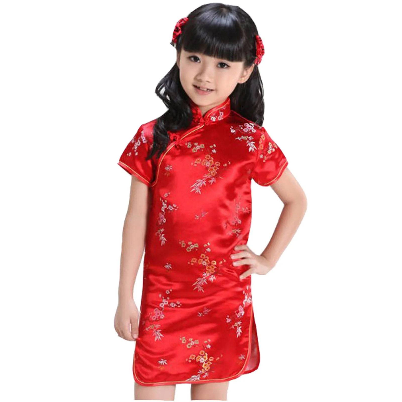 Qipao Girl Dress Chi-Pao Cheongsam New Year Gift Chinese Traditional Dress Children Clothes Kids Dresses Girls Clothing Summer