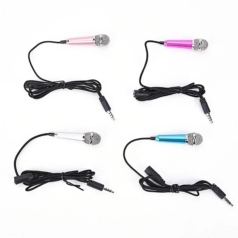 3.5mm Portable Stereo Studio Mic KTV Karaoke Mini Handheld Microphone For Desktop Handheld Audio Microphone Smartphone Laptop PC