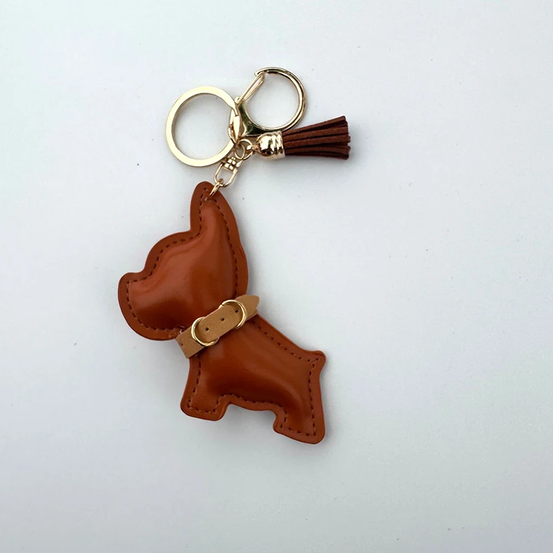 New Creative Dog Shaped Exquisite Artificial Leather Car Keychain Backpack Decoration Cute Keychain Friend Gift