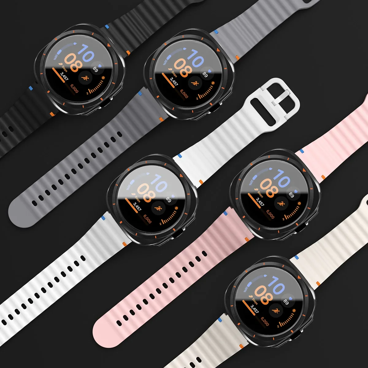 Case+Strap for Samsung Galaxy Watch 7 6 40mm 44mm Silicone Band Tempered Glass Film Protective Case Upgrade Galaxy 7 Ultra 47mm