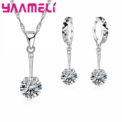 34 disegni grande promozione 925 Set di gioielli in argento Sterling per donna ragazza perla strass zircone collana pendente orecchini catena