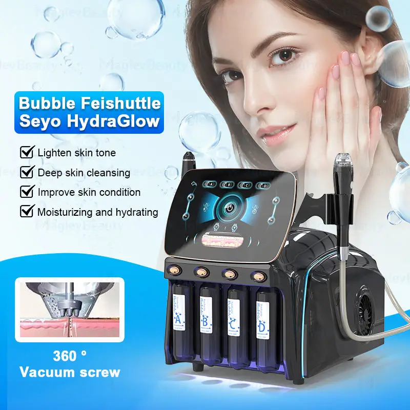 Máquina de Hidrofacial con Doble Manivela y Infusión Vortex, Hidradermoabrasión Giratoria 360° para Limpieza, Exfoliación y Tonificación Facial
