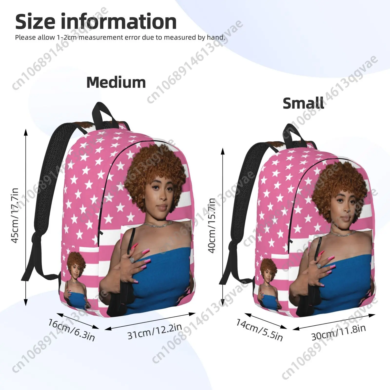 Ice Spice American Rapper Munch Custom Canvas Leichter Rucksack Mode Langlebig Student Männer Frauen Business Tagesrucksack