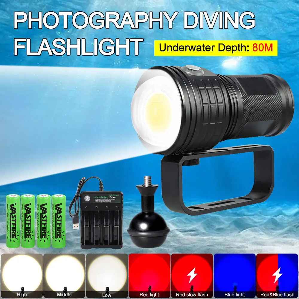 

Diving Flashlight Underwater 100m lantern 10000 Lumens LED Lighting Waterproof Tactical Torch For Photography Video Fill Lights