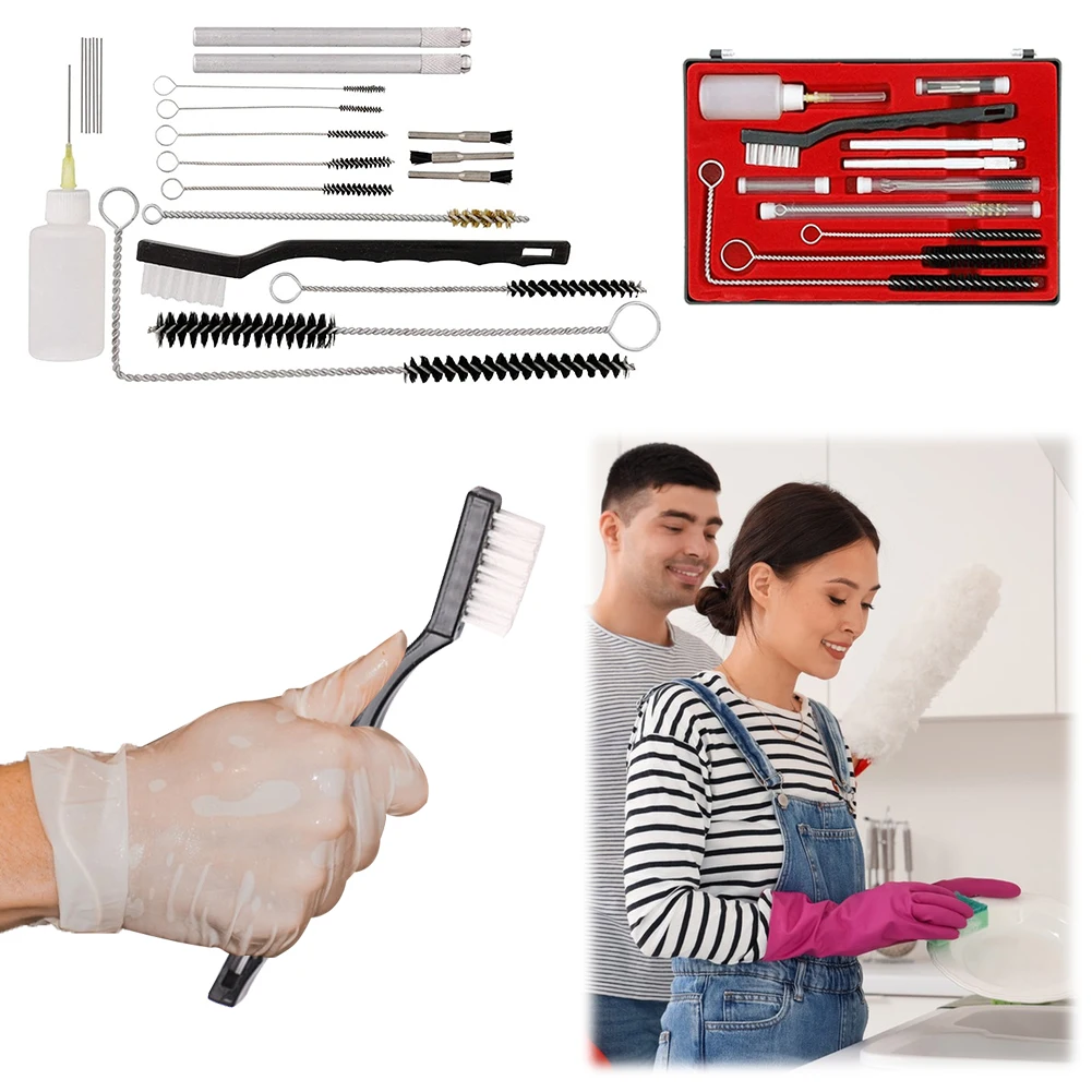 

23 Pcs Professional Spray Gun Cleaning Brush Set with Case Complete Maintenance Set To Clean HVLP Paint Guns Air Tools Airbrush