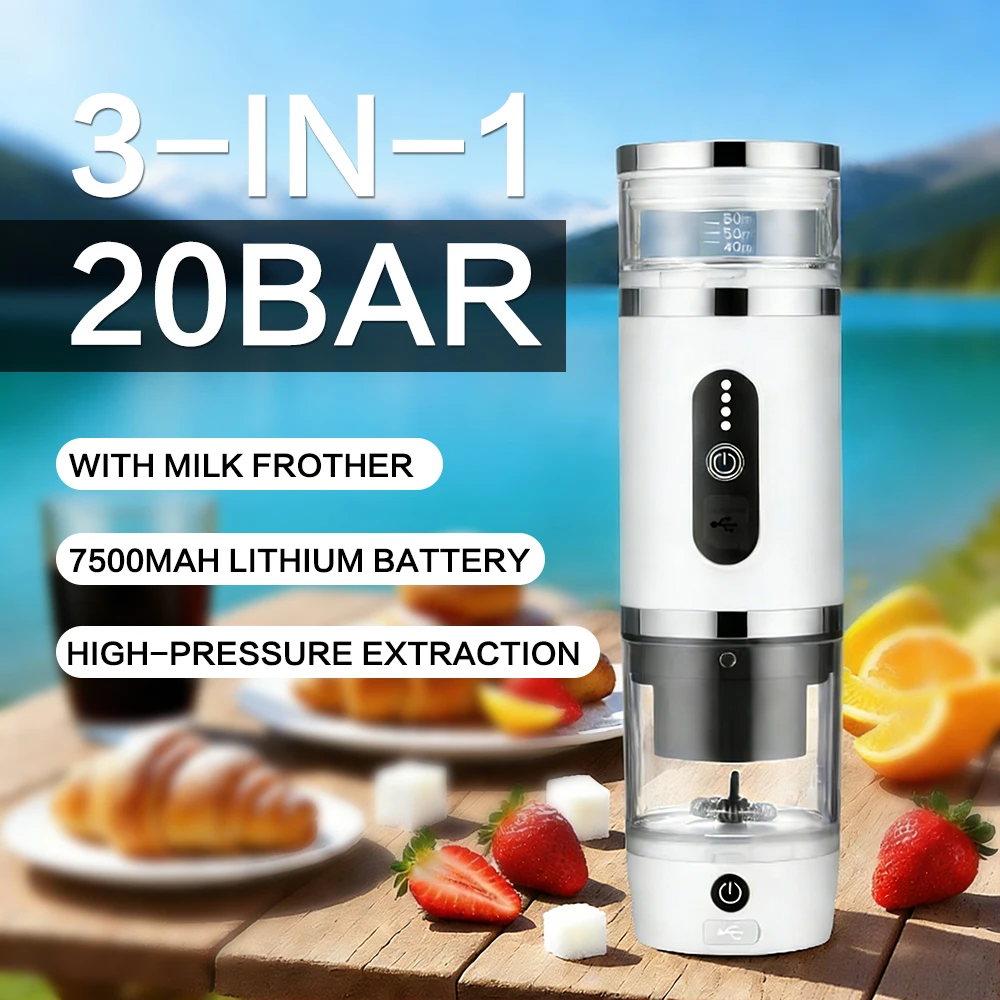

Home Multifunctional 3-in-1 Portable Capsule Coffee Machine, 20bar Outdoor Small Drip Coffee Machine, Camping Espresso Machine