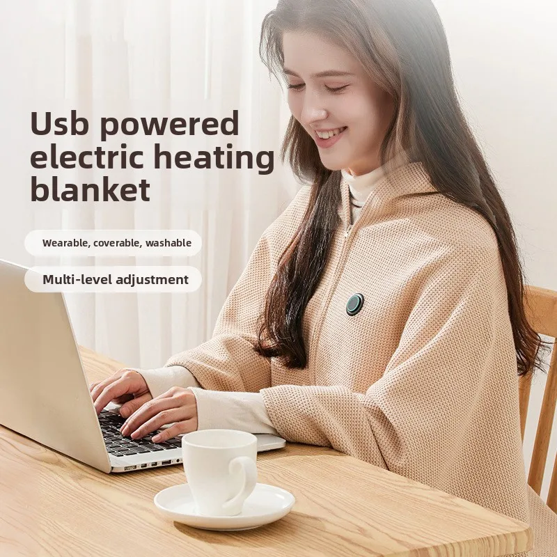 Cross-Border Explosion Washable USB Car Outdoor Camping Office Heating Blanket Warming Heating Blanket Shawl